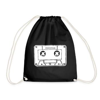 Music Cassette Cassette Audio Tape - Drawstring Bag - black - Front