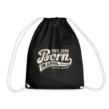 Born in April 1995 - Geburtstag - Geschenk - Turnbeutel - Schwarz - Vorne