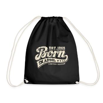 Born in April 1965 - Geburtstag - Geschenk - Turnbeutel - Schwarz - Vorne