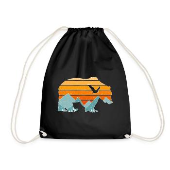 Vintage en plein air Grizzly Bear - Sac de sport léger - noir - Devant