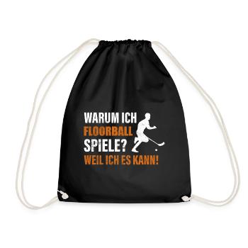 Floorball Unihockey Spruch - Turnbeutel - Schwarz - Vorne