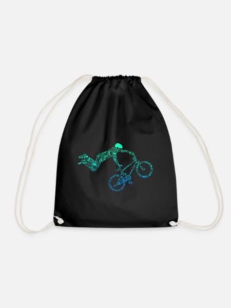 BMX Calligram Bicycle Motocross Bike Rider - Turnbeutel - Schwarz