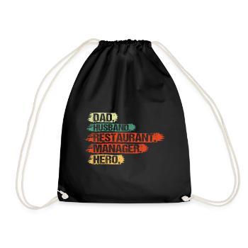 Hotel and Restaurant Manager Papa Husband Funny - Drawstring Bag - black - Front