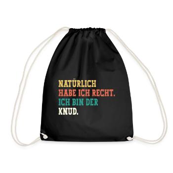 Knud Lustiger Spruch Vorname Name Knud - Turnbeutel - Schwarz - Vorne