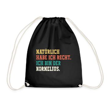 Kornelius Lustiger Spruch Vorname Name Kornelius - Turnbeutel - Schwarz - Vorne
