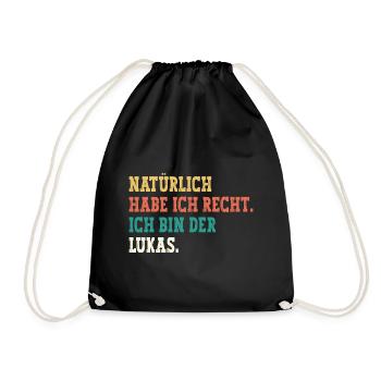 Lukas Lustiger Spruch Vorname Name Lukas - Turnbeutel - Schwarz - Vorne