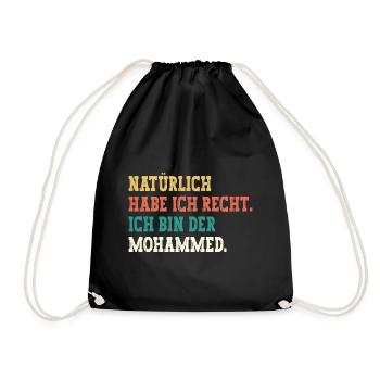 Mohammed Lustiger Spruch Vorname Name Mohammed - Turnbeutel - Schwarz - Vorne