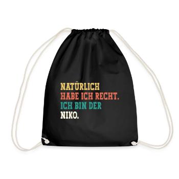 Niko Lustiger Spruch Vorname Name Niko - Turnbeutel - Schwarz - Vorne