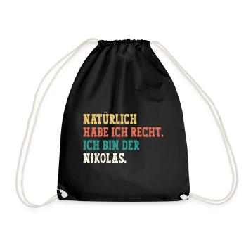 Nikolas Lustiger Spruch Vorname Name Nikolas - Turnbeutel - Schwarz - Vorne