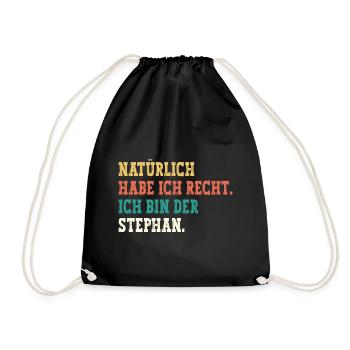 Stephan Lustiger Spruch Vorname Name Stephan - Turnbeutel - Schwarz - Vorne