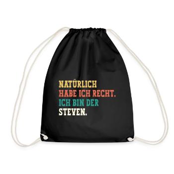 Steven Lustiger Spruch Vorname Name Steven - Turnbeutel - Schwarz - Vorne
