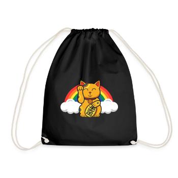 Fortune Cat Pride Maneki Neko Japanese Lucky Cat - Turnbeutel - Schwarz - Vorne