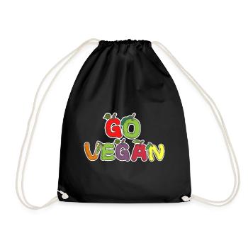 Go Vegan Früchte Buchstaben - Turnbeutel - Schwarz - Vorne