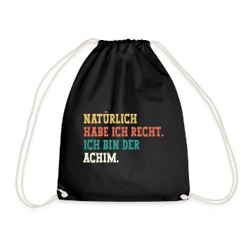 Achim Lustiger Spruch Vorname Name Achim - Turnbeutel - Schwarz - Vorne