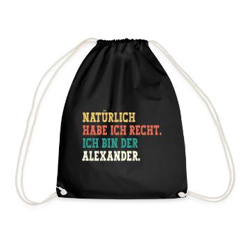 Alexander Lustiger Spruch Vorname Name Alexander - Turnbeutel - Schwarz - Vorne