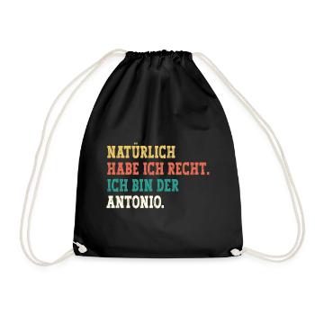 Antonio Lustiger Spruch Vorname Name Antonio - Turnbeutel - Schwarz - Vorne