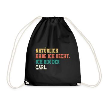 Carl Lustiger Spruch Vorname Name Carl - Turnbeutel - Schwarz - Vorne