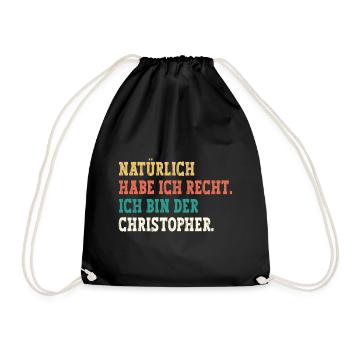 Christopher Lustiger Spruch Vorname Name Christoph - Turnbeutel - Schwarz - Vorne