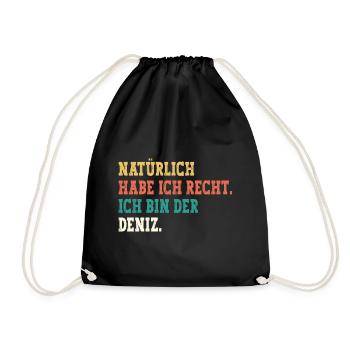 Deniz Lustiger Spruch Vorname Name Deniz - Turnbeutel - Schwarz - Vorne