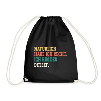 Detlef Lustiger Spruch Vorname Name Detlef - Turnbeutel - Schwarz - Vorne