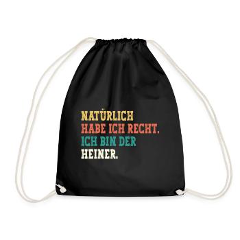 Heiner Lustiger Spruch Vorname Name Heiner - Turnbeutel - Schwarz - Vorne