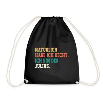 Julius Lustiger Spruch Vorname Name Julius - Turnbeutel - Schwarz - Vorne