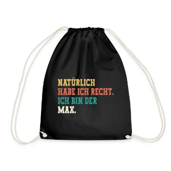 Max Lustiger Spruch Vorname Name Max - Turnbeutel - Schwarz - Vorne