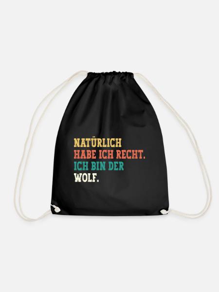 Wolf Lustiger Spruch Vorname Name Wolf - Turnbeutel - Schwarz