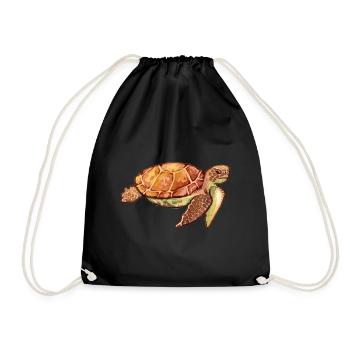 Turtle (watercolor) - Drawstring Bag - black - Front