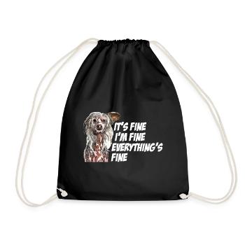 Hund, Streuner, süß Humor, Motivation, Geschenk - Turnbeutel - Schwarz - Vorne