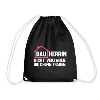 Baustelle Bauherrin - Turnbeutel - Schwarz - Vorne