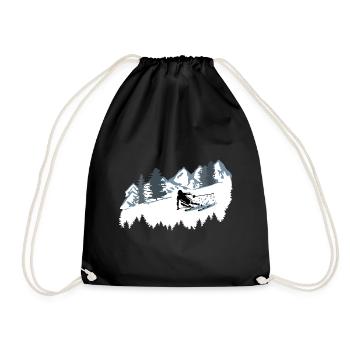 Skiers and mountains - skiing, skiing - Drawstring Bag - black - Front