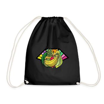 Vegetarian Fruit Fruits Vitamins Refreshment Cook - Drawstring Bag - black - Front