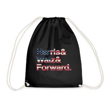 Kamala Harris & Tim Walz 2024 Chemise drapeau des États-Unis - Sac de sport léger - noir - Devant