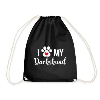 I Love My Dachshund - Drawstring Bag - black - Front