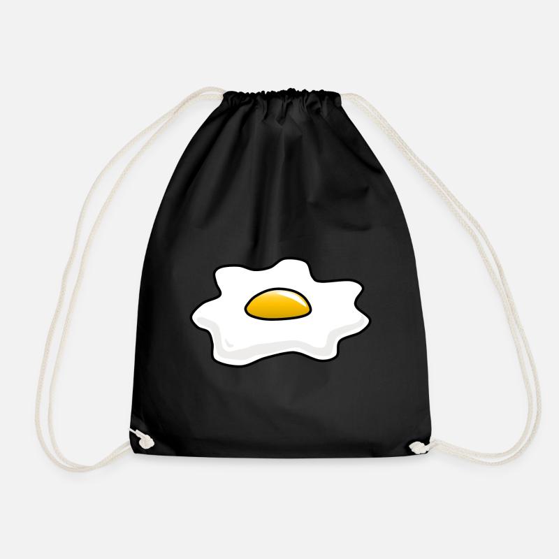 Fried egg egg fried egg - Drawstring Bag - black