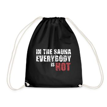 Hot Sauna Geschenk Saunahaus Banja Spa Hamam - Turnbeutel - Schwarz - Vorne