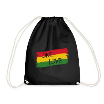 Reggae Jamaica One Love Reggaeton Rasta Flag - Drawstring Bag - black - Front