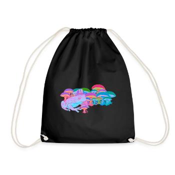 Natural Nature Intoxication Mushroom Frog Shaman High - Drawstring Bag - black - Front