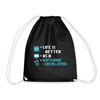 Software Development Software Developer Developer - Drawstring Bag - black - Front