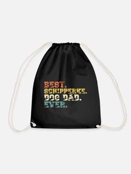 Schipperke Hund Dad Papa Herrchen Sprüche Vintage - Turnbeutel - Schwarz