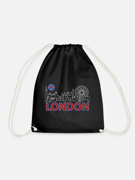 London Skyline Funny London Gifts - Drawstring Bag - black
