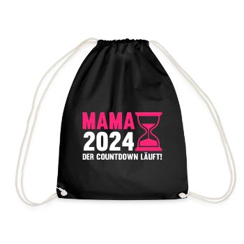 Werdende Mama 2024 - Turnbeutel - Schwarz - Vorne