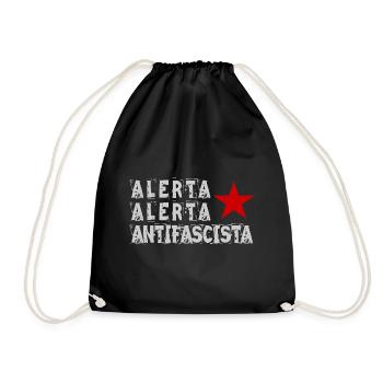 Antifa rebellion alerta alerta antifaschisten los! - Turnbeutel - Schwarz - Vorne