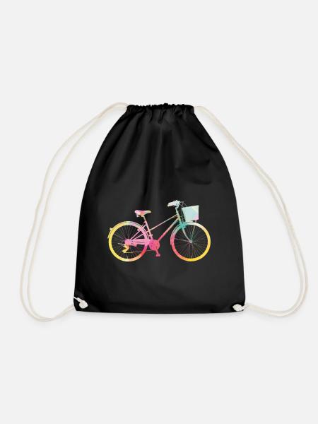 Damen Fahrrad Wasserfarben Fahrrad Damen - Turnbeutel - Schwarz
