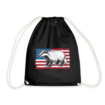 Honey Badger American Flag For A Patriot Honey - Drawstring Bag - black - Front