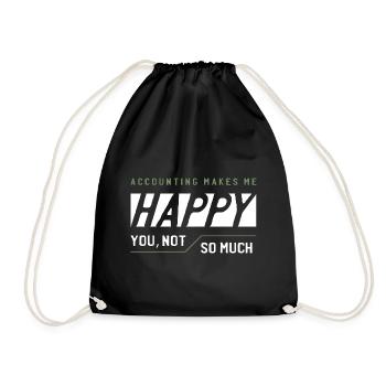 Accounting Makes me Happy - Accountant Funny Gift - Drawstring Bag - black - Front
