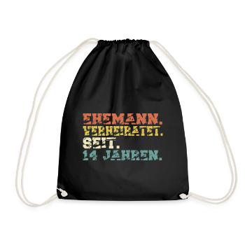 Elfenbeinhochzeit 14 Hochzeitstag Jahre Ehemann - Turnbeutel - Schwarz - Vorne