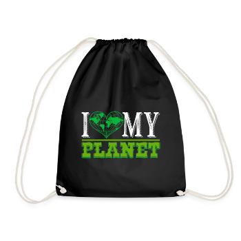 Earth Day I Love My Planet Earth - Drawstring Bag - black - Front