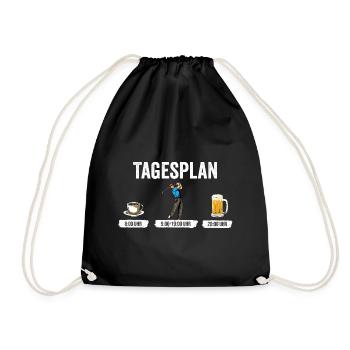 Tagesplan Golfen Golf Golf spielen - Golfer - Turnbeutel - Schwarz - Vorne